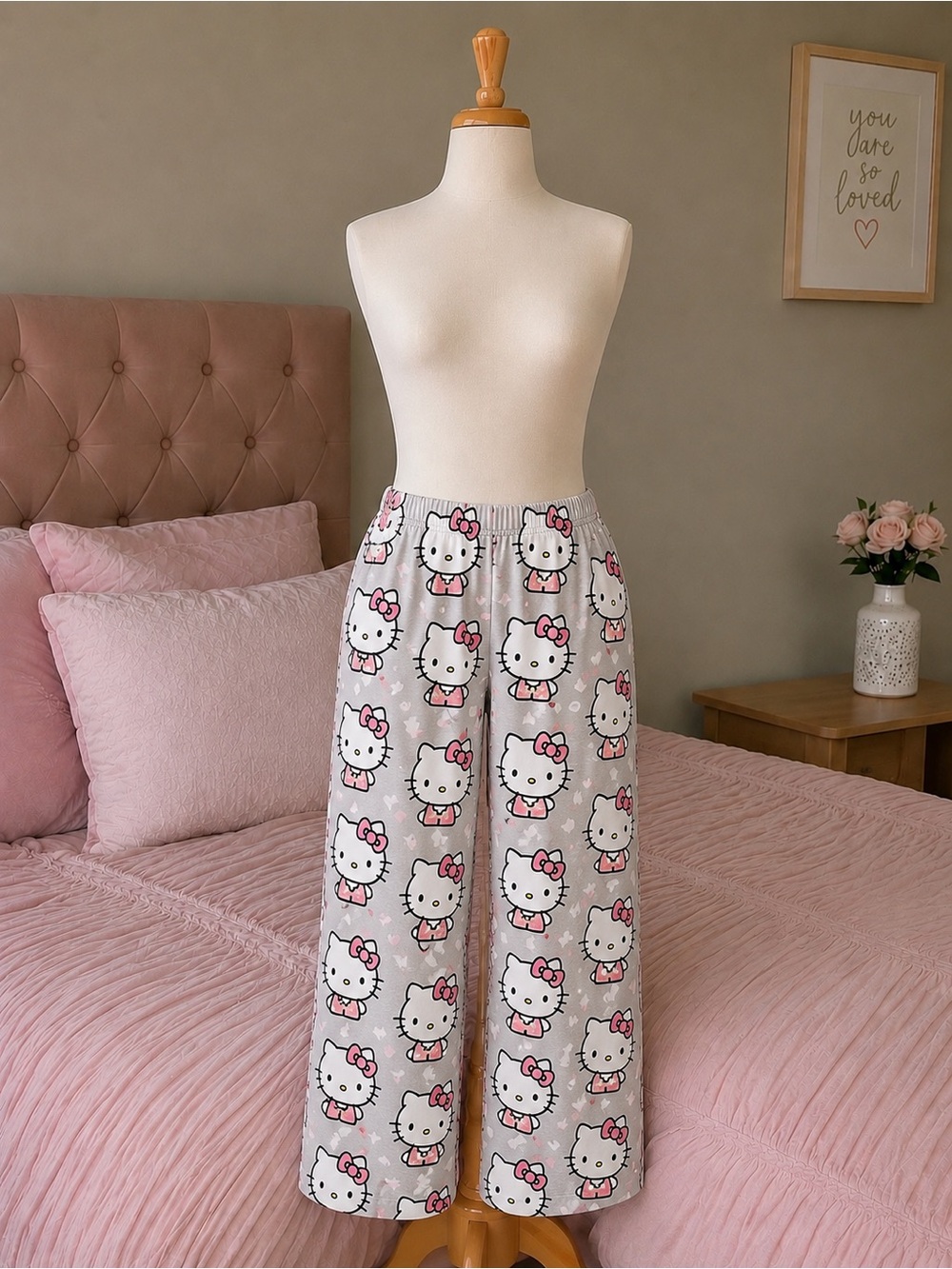 & Other Stories Gray and Pink Hello Kitty Plush Lounge Pants